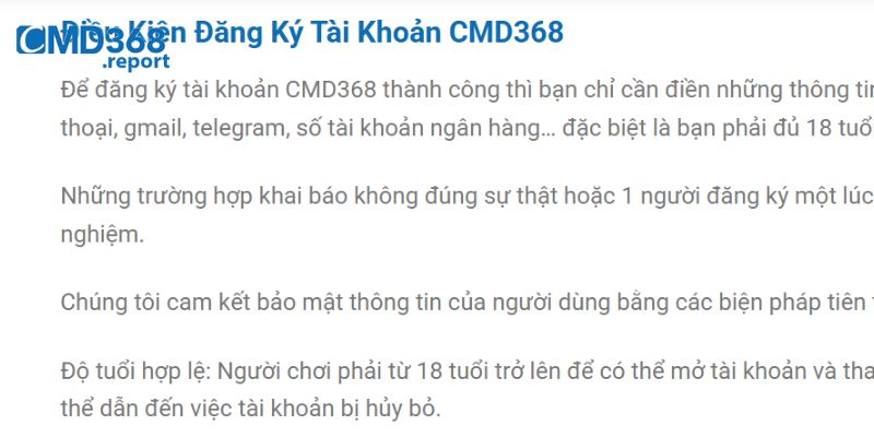 Các quy định và điều khoản cụ thể trong chính sách bảo mật CMD368