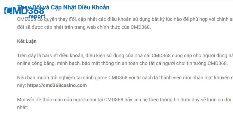 Chính sách bảo mật CMD368 cam kết an toàn dữ liệu tối ưu với người dùng